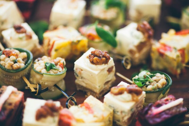 High-end bite-size food in corporate buffet