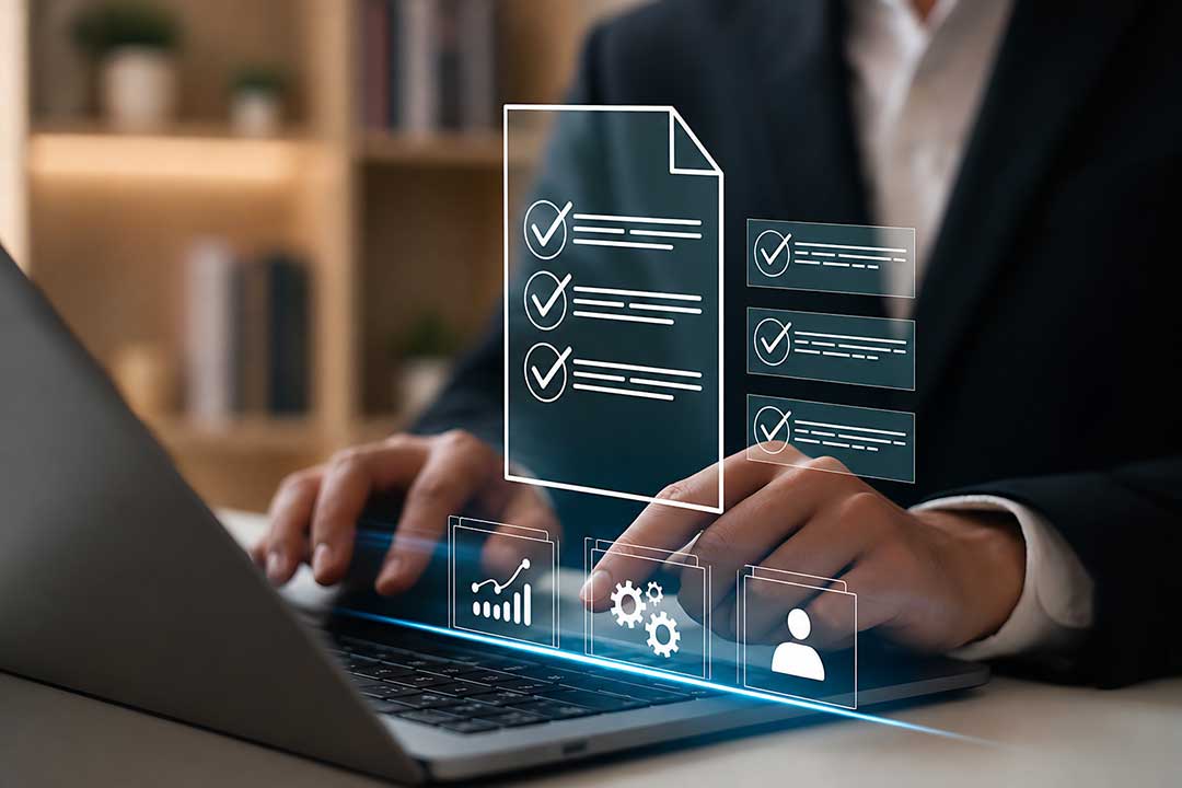 Digital sustainability checklist displayed on a laptop